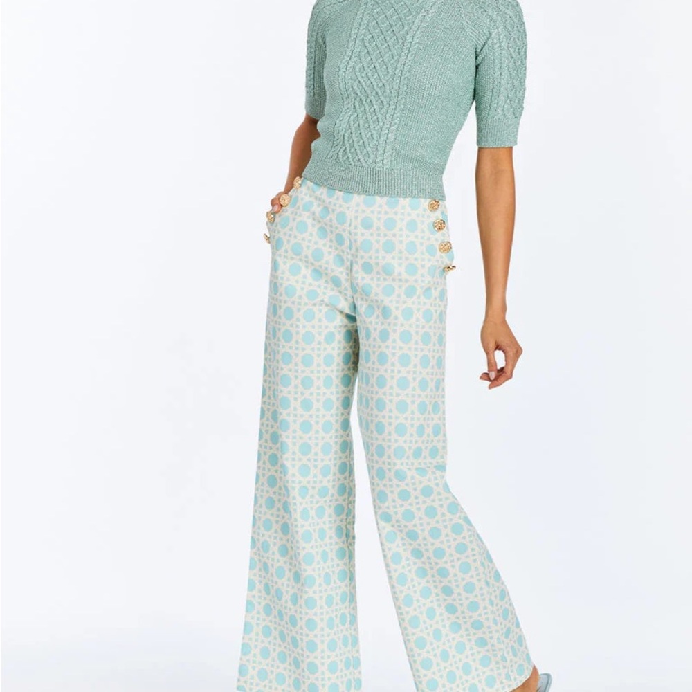 Cane Print Wide Leg Women's Pants